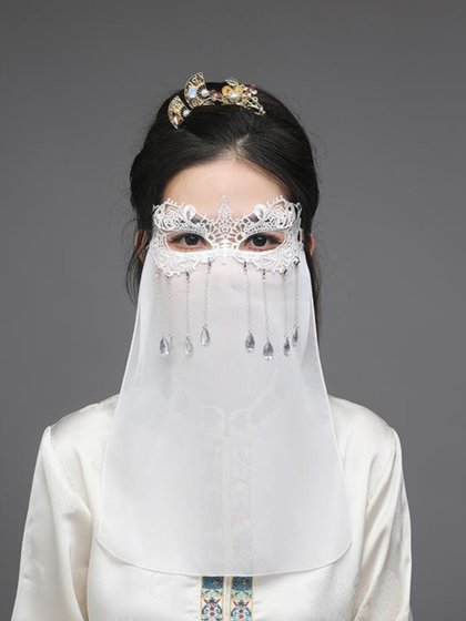 汉服古风面纱古装高颜值流苏异域面帘派对舞会面具遮脸性感面罩夏