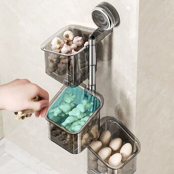 Double suction cup rotating onion, ginger and garlic storage box kitchen storage rack hanging basket wall artifact storage basket storage tool