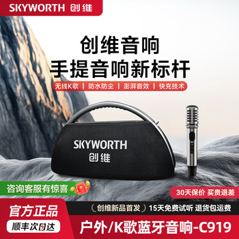 Skyworth C919 Portable Outdoor Karaoke Speaker with Microphone, Integrated Bluetooth Speaker, Subwoofer, High Volume, High-End