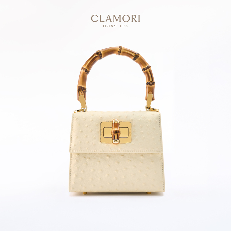 Clamori Bamboo-Pattern Crossbody Handbag Italian Ostrich-Pattern Tuscan Leather High-End New Genuine Product Clamori Bamboo-Pattern Crossbody Handbag Italian Ostrich-Pattern Tuscan Leather High-End New Genuine Product