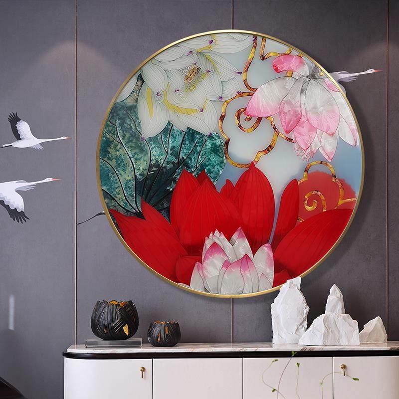 珐琅彩装饰画 珐琅彩装饰画：打造现代轻奢走廊，进门即惊艳的入户艺术-珐琅彩画-淘宝