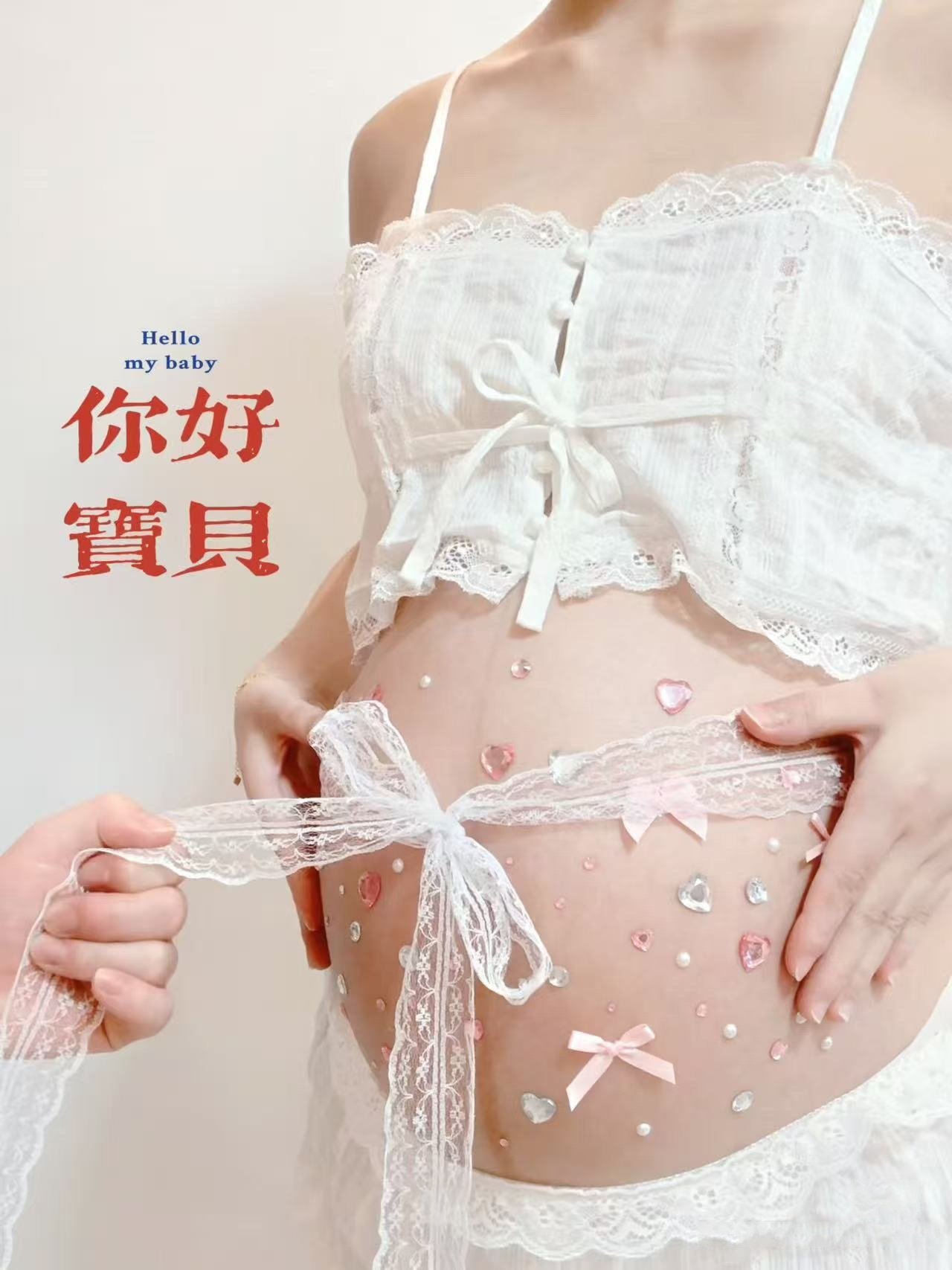 孕妇照在家自拍道具贴纸氛围感小众设计可爱粉蝴蝶贴纸装饰孕肚贴 — 2