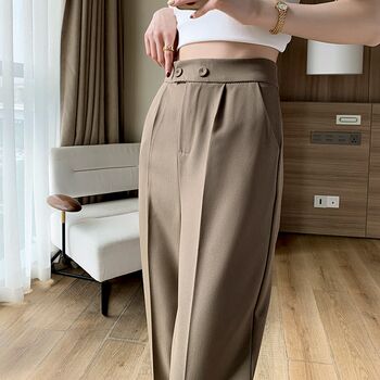 Small feet ice silk harlan suit pants women's summer thin 150 small eighty-nine-point loose straight chiffon overalls Small feet ice silk harlan suit pants women's summer thin 150 small eighty-nine-point loose straight chiffon overalls