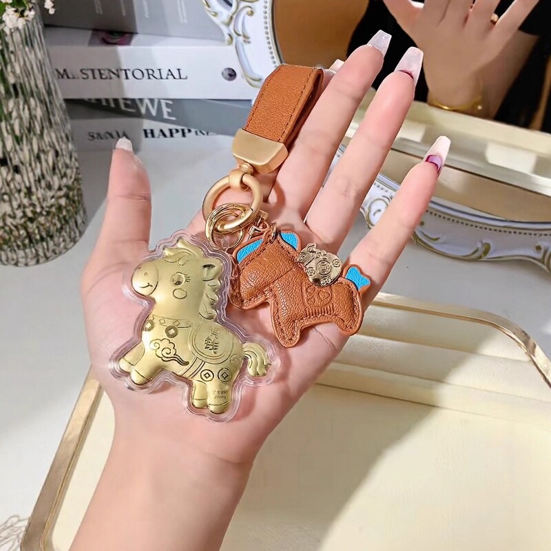 Pure Gold 999 Bring Instant Wealth, Zodiac Year of the Horse, Small Gold Horse Keychain, Gold Phone Car Bag Pendant, Qixi Festival Gift