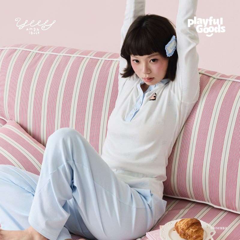 A Little Naughty Little Jade Pajama Set 2026 New Collaboration Long-Sleeve Pajama Pants T-Shirt Pants Can Be Worn Outside Home Clothes Set A Little Naughty Little Jade Pajama Set 2026 New Collaboration Long-Sleeve Pajama Pants T-Shirt Pants Can Be Worn Outside Home Clothes Set