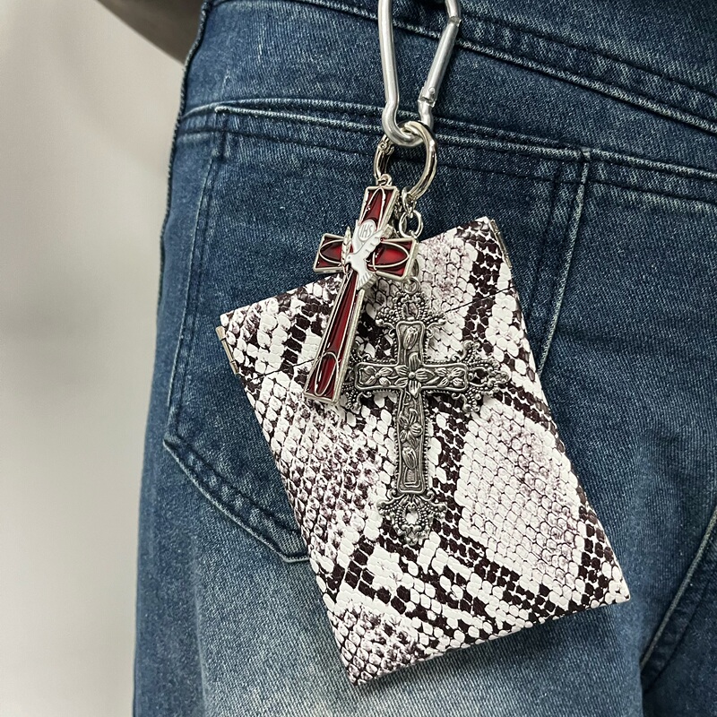 Luo Mei Banxia Original Snake Pattern Bag Peace Dove Cross Flower Pants Chain Waist Decoration Hip-Hop Style Bag Coin Card Holder