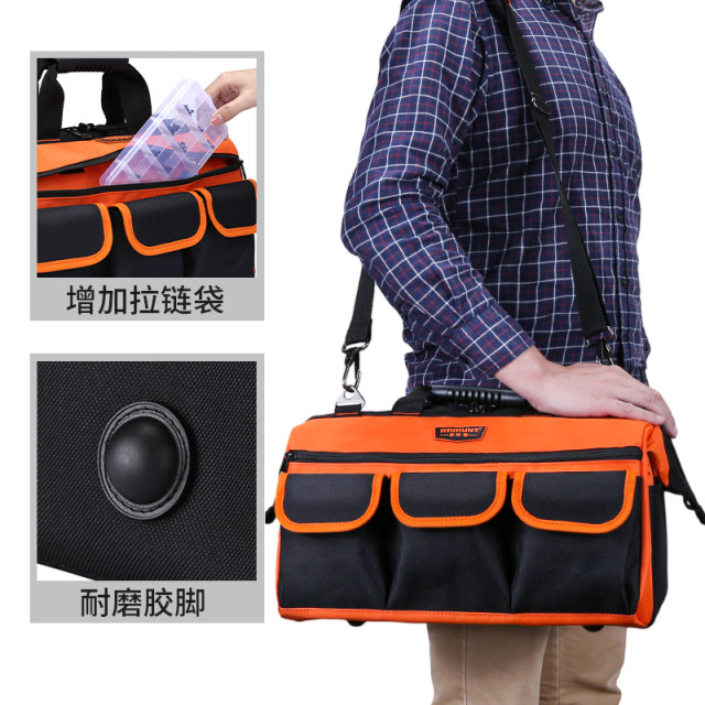 Wear-resistant tool kit canvas men's thickened multi-functional electrician woodworking hardware maintenance portable tool bag