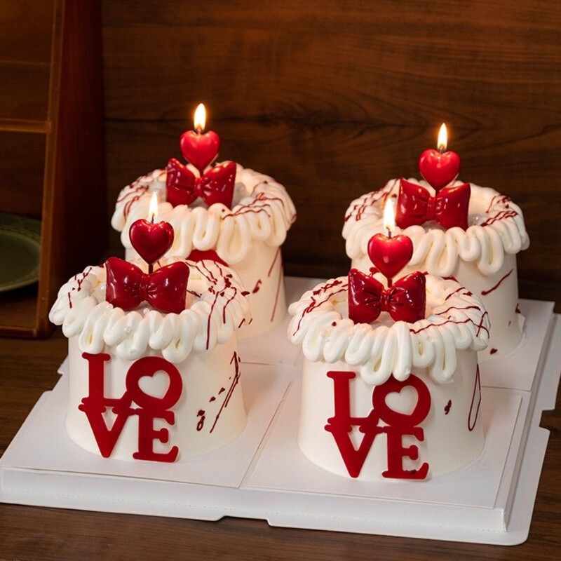 2025 Valentine's Day Cake Decoration Love Ornaments Red Bow 520 Couple Confession Heart Candle Insert 2025 Valentine's Day Cake Decoration Love Ornaments Red Bow 520 Couple Confession Heart Candle Insert
