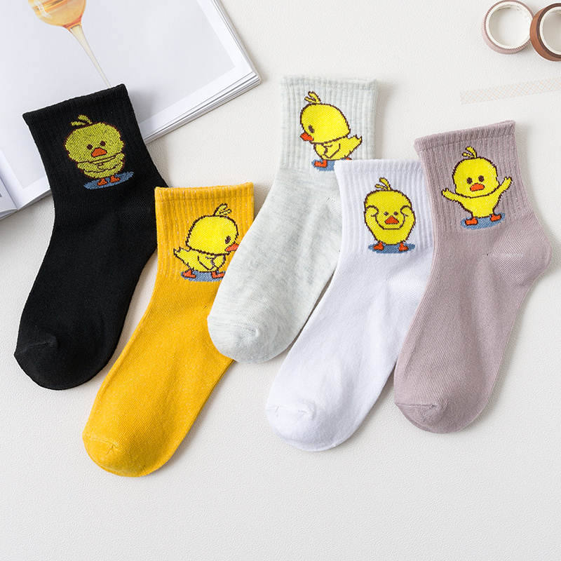 Women's Socks Korean Style Mid-Calf Socks Harajuku Style Japanese Cartoon Trendy College Style Cute Little Yellow Duck Long Socks Non-Slip Women's Socks Korean Style Mid-Calf Socks Harajuku Style Japanese Cartoon Trendy College Style Cute Little Yellow Duck Long Socks Non-Slip