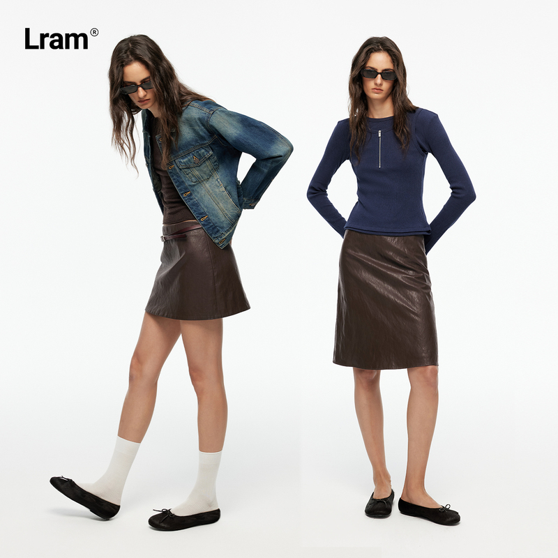 Lram Retro Brown Small A-Line Pleated Textured Leather Skirt, Mid-Length Versatile Leather Pu Skirt, Ethnic Style Lm2630567 Lram Retro Brown Small A-Line Pleated Textured Leather Skirt, Mid-Length Versatile Leather Pu Skirt, Ethnic Style Lm2630567