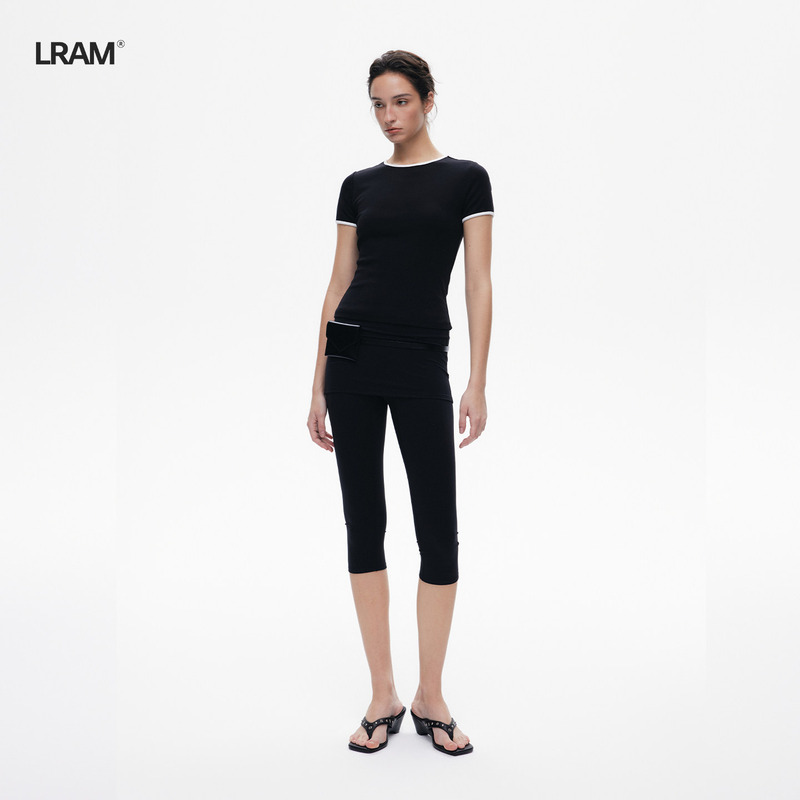 Lram "Capri Butt-Lifting Pants" High-Elasticity Hip-Covering Faux Two-Piece Quick-Drying Yoga Leggings Capri Pants Lm2630448