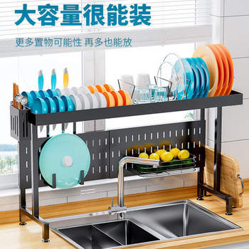Stainless steel kitchen storage rack telescopic sink pool bowl rack drain bowl rack dish rack kitchen utensils supplies storage rack