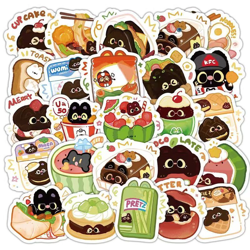 138 Cute Cat Convenience Store Stickers, Creative Kitten Food Stickers, DIY Decoration for Notebook and Desktop