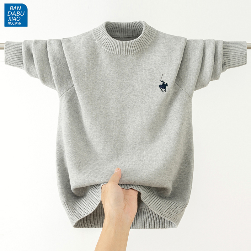 Half-Turtleneck Pure Cotton Sweater for Male Students, Autumn and Winter Base Layer Shirt, Stylish Cotton Knitwear for Teenagers