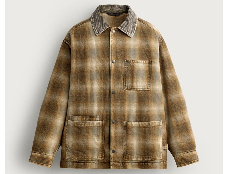 October Zar Domestic Authentic Product Purchasing Agent 4391/371 Men's Washed Plaid Cotton Jacket 4391371 October Zar Domestic Authentic Product Purchasing Agent 4391/371 Men's Washed Plaid Cotton Jacket 4391371
