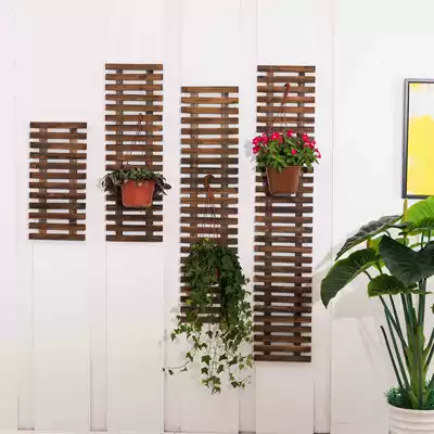 Carbonized anti-corrosion solid wood wall decoration wall hanging flower stand garden balcony flower frame climbing vine hanging household flower stand special price