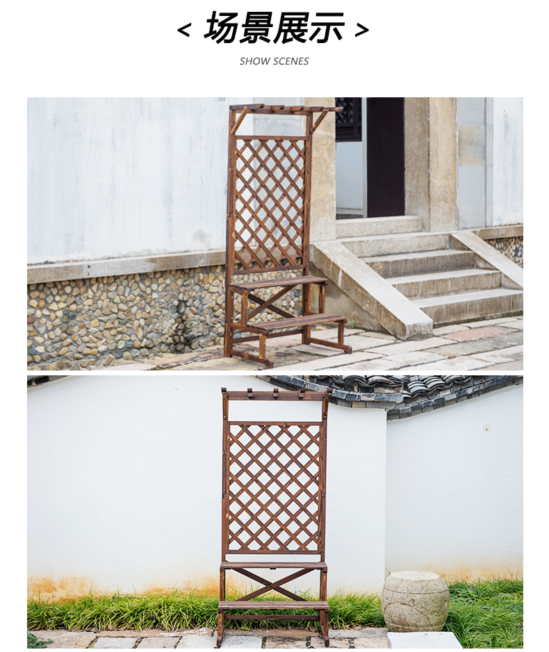 Gỗ chống ăn mòn ban công hoa đứng loại sàn nhiều lớp gỗ rắn vách ngăn chậu hoa trang trí sân vườn lưới chậu chậu giá - Kệ giá sách cho bé
