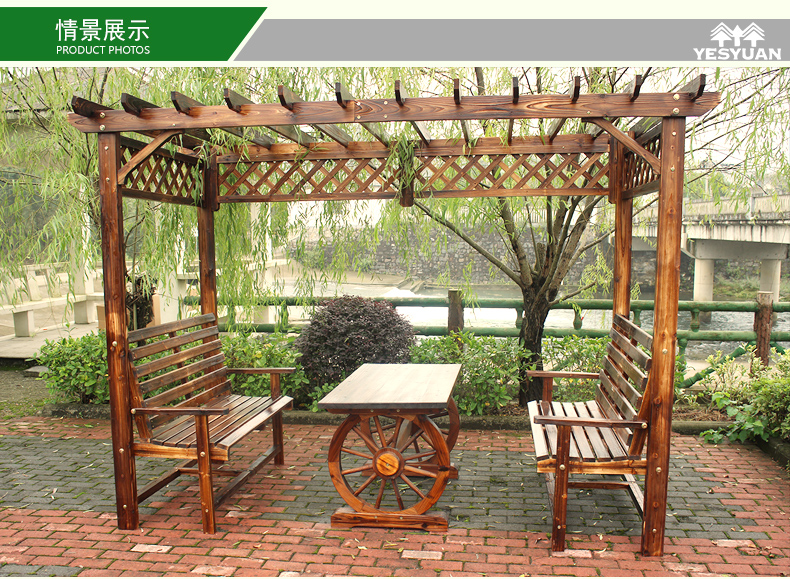 Yisenyuan nho giá chống ăn mòn nhà gỗ gazebo gỗ rắn hoa đứng đồ gỗ ngoài trời vườn bảng và ghế vườn leo nho