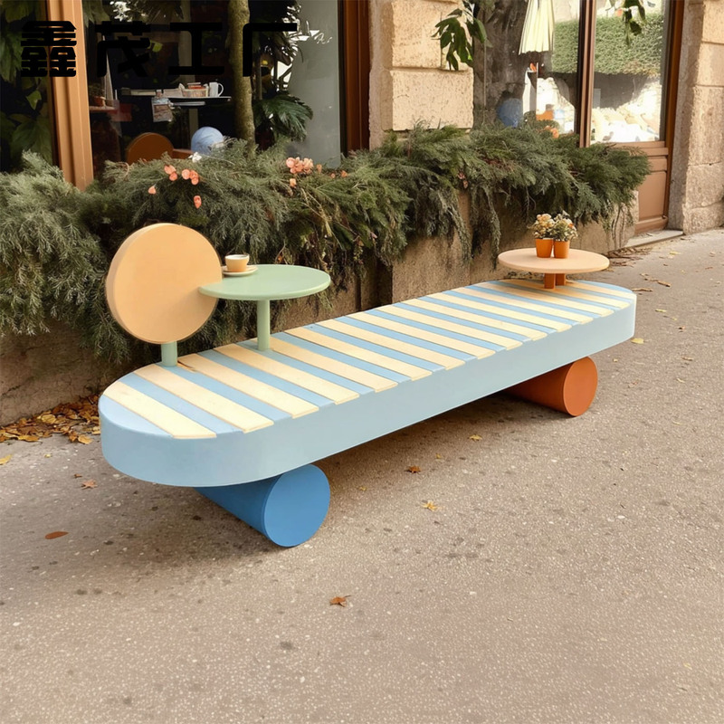 Creative Colorful Striped Leisure Chair Outdoor Coffee Table and Chair Set Modern Minimalist Resort-Style Seating Set Creative Colorful Striped Leisure Chair Outdoor Coffee Table and Chair Set Modern Minimalist Resort-Style Seating Set