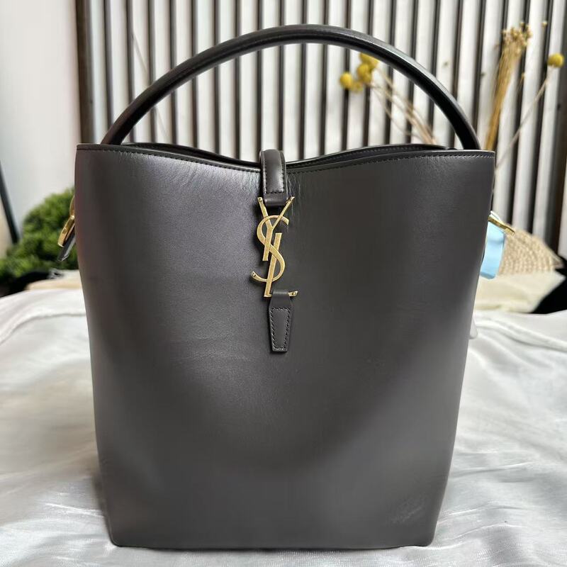 Ysl Saint Laurent High-End Luxury Brand 99% New Le 37 Bronze Color Women's Bucket Handbag Wz Ysl Saint Laurent High-End Luxury Brand 99% New Le 37 Bronze Color Women's Bucket Handbag Wz