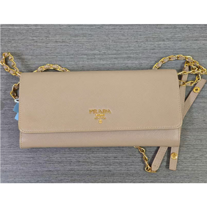 Prada Prada High-End Luxury Brand 99% New Milk Tea Color Woc Chain Shoulder Crossbody Bag for Women Wz