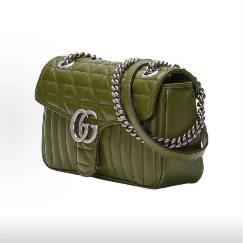 Gucci Gucci Luxury Brand 99% New Classic Olive Green Marmont 26 Shoulder Crossbody Bag for Women Wz