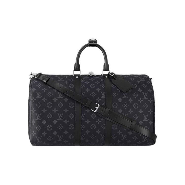 Lv Louis Vuitton High-End Luxury Brand 99% New Keepall 45 Classic Monogram Full Print Black and Gray Travel Bag Wz