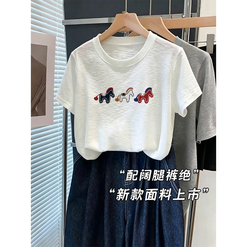 Bamboo Cotton Tencel Thin Short-Sleeved T-Shirt Women's Design Breathable Lightweight White Top Summer 2026 New Style