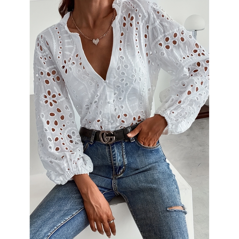 2025 Spring/Summer European and American Cross-Border Amazon Women's Clothing Button-Up White Autumn Women's Shirt