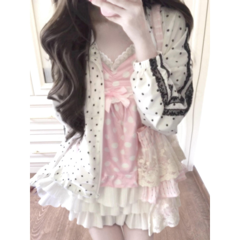 Korean Style College Style White Hooded Polka Dot Letter Lace Cardigan Sun Protection Clothing for Women Summer Loose Casual Jacket Trendy Korean Style College Style White Hooded Polka Dot Letter Lace Cardigan Sun Protection Clothing for Women Summer Loose Casual Jacket Trendy