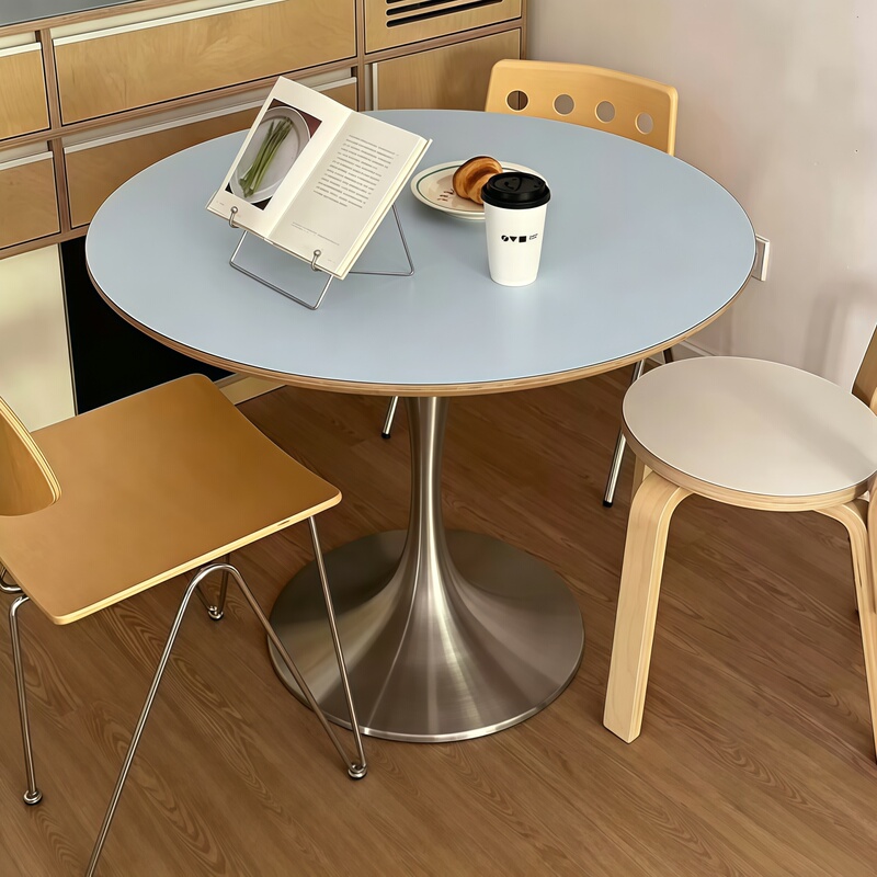 Birch Marine Board Round Table Small Apartment Dining Table Vintage Korean Style Ins Table Simple Dopamine Color Blue Table Birch Marine Board Round Table Small Apartment Dining Table Vintage Korean Style Ins Table Simple Dopamine Color Blue Table