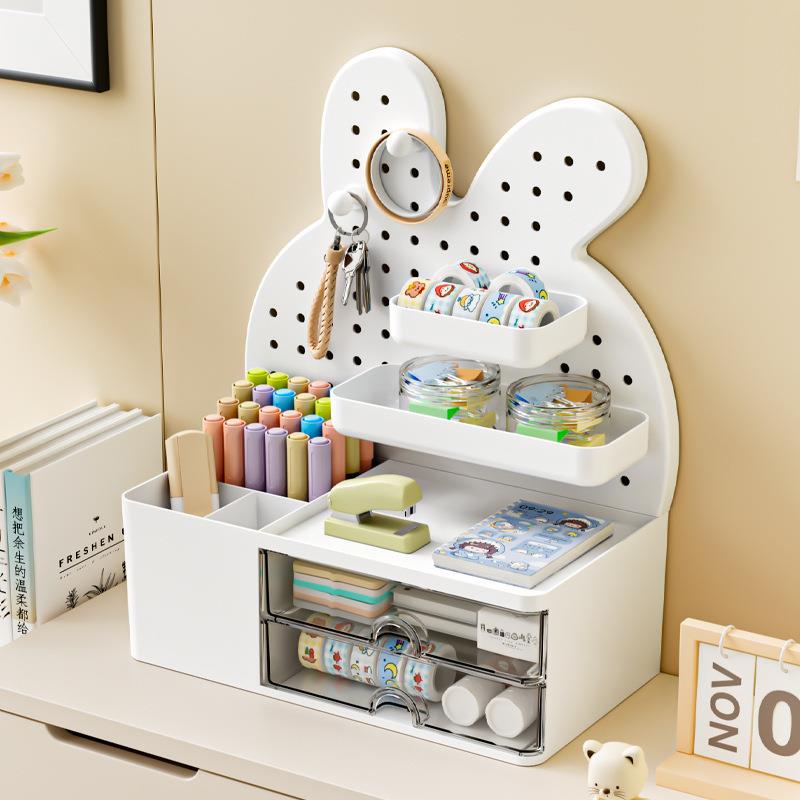 Desktop hole plate storage rack Office student dormitory desk pen holder desk drawer storage box organizer