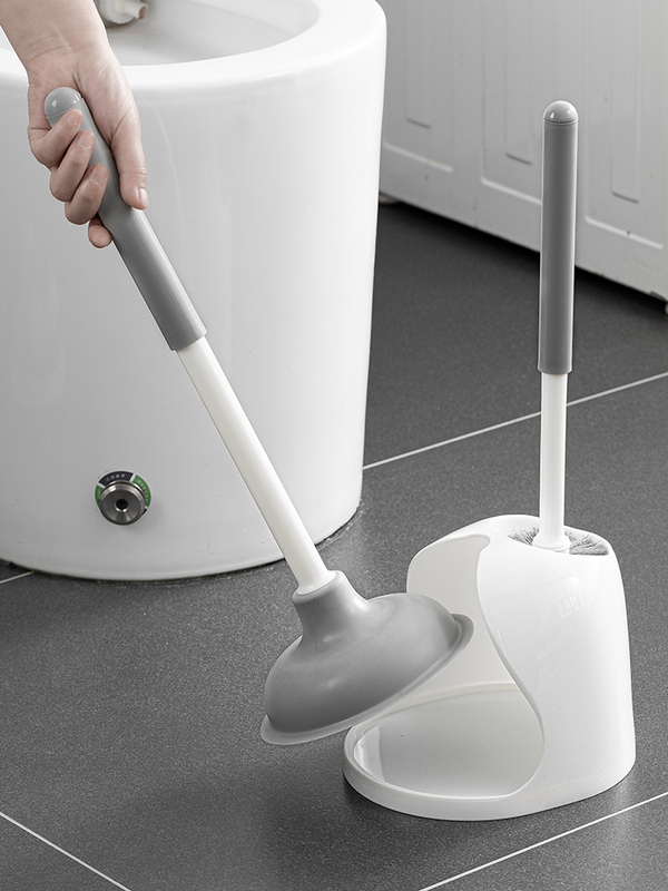 Japanese Toilet Plunger and Brush Set with Base, Toilet Pipe Cleaning Brush for Bathroom, Household Use, No Dead Corners