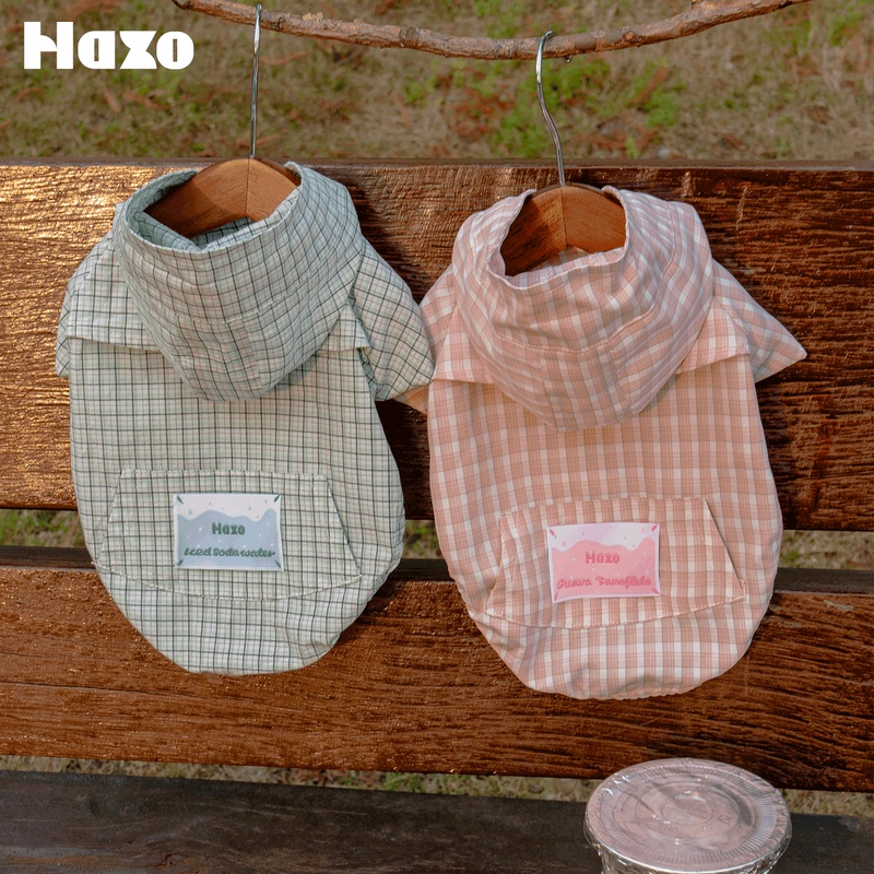 Hazo Hoshima Pet Clothes Pure Summer Hoodie Dog Coat Cat Plaid Clothes Pure Cotton Cute Puppy