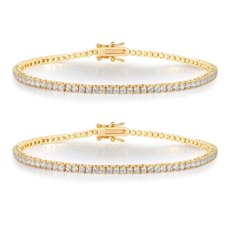 Thick Plated K Rose Gold 6-Point Tennis Bracelet, Counter Quality Thick Plated K Rose Gold 6-Point Tennis Bracelet, Counter Quality
