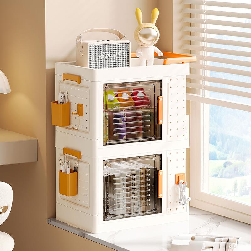 Household book box hole board large capacity folding storage trolley book storage cabinet storage box book organizing box