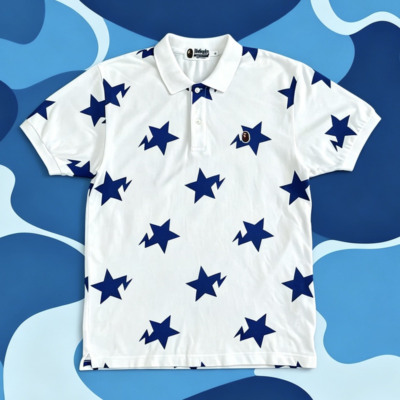 Star Year Nigo Meteor Camouflage Rainbow Summer New Men's Short Sleeve Polo Fashion Versatile Casual Top