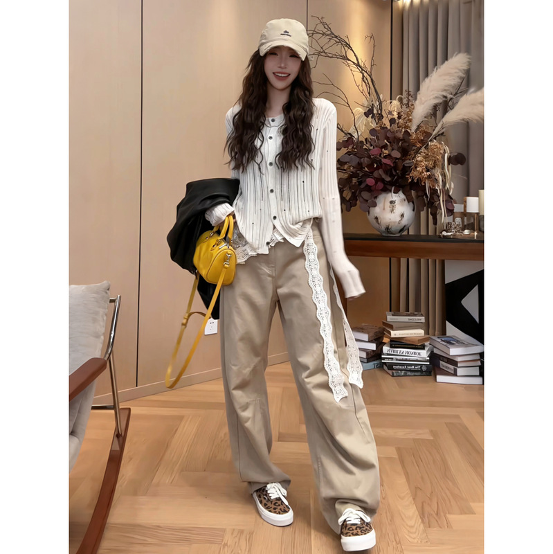 Xiao Jingjing Yiwei【Big Pocket Cargo Pants】2026 Spring and Autumn New Style Simple Wide-Leg Casual Pants 2508C5258