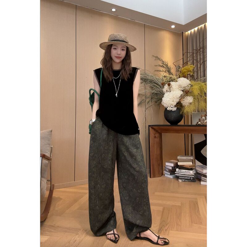 Little Jing Jing Takes a Break [Black Gauze Velvet Top] 2026 Summer New Versatile Loose T-Shirt 2606D3996