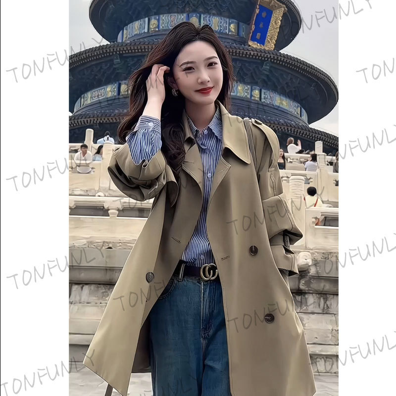 [Tonfunly] Goddess Essential Short Trench Coat for Women 2026 New Style Trench Coat Women's Trench Coat Jacket