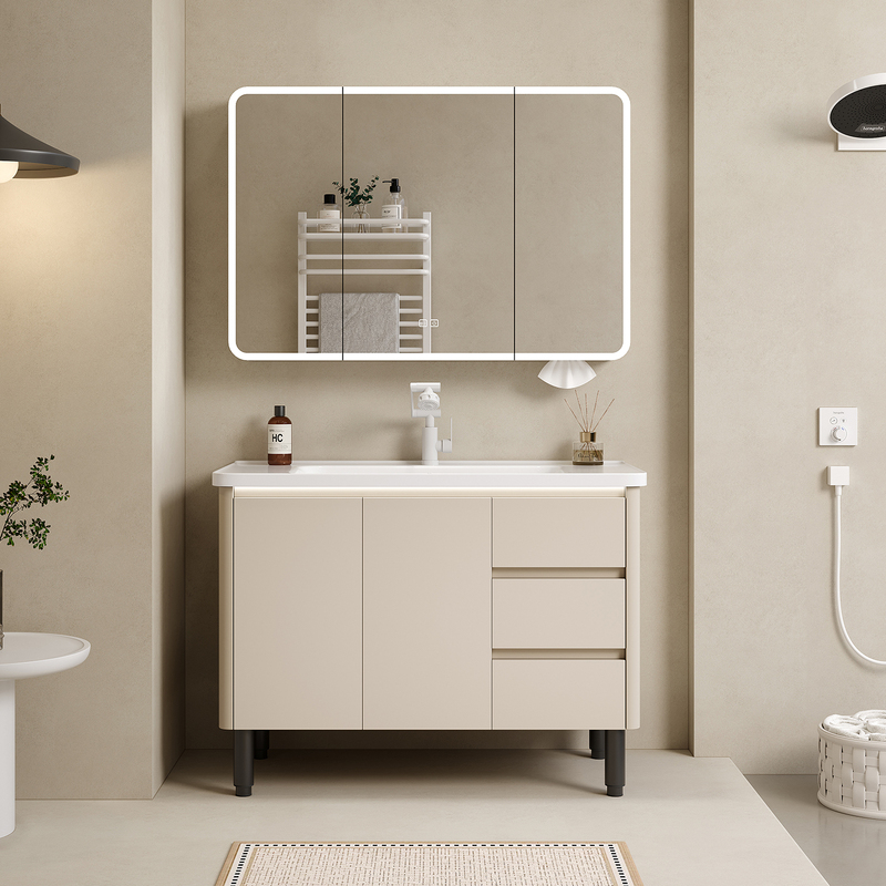 Faenza Floor-Standing Ceramic Integrated Basin Bathroom Cabinet Set, Smart Washbasin Cabinet for Bathroom