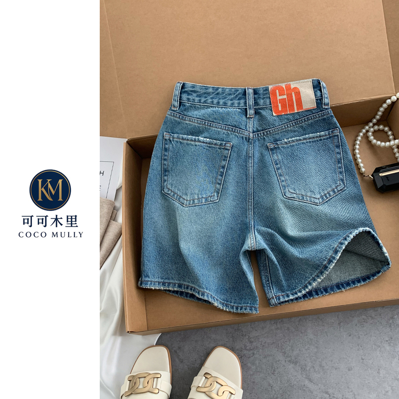Coco Mulry Retro High-Waisted Denim Shorts for Women, New Summer Style, Leg-Lengthening Straight A-Line Hot Pants