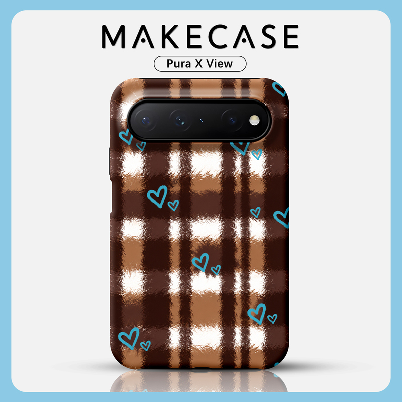 Brown Checkered Blue Heart Design Suitable for Huawei Pura X View Phone Case, New Film-Style Wide Straight Board Huawei Multi-Color Creative Niche Pura X View Full Protection Case, Dirt-Resistant and Drop-Proof for Girls Brown Checkered Blue Heart Design Suitable for Huawei Pura X View Phone Case, New Film-Style Wide Straight Board Huawei Multi-Color Creative Niche Pura X View Full Protection Case, Dirt-Resistant and Drop-Proof for Girls
