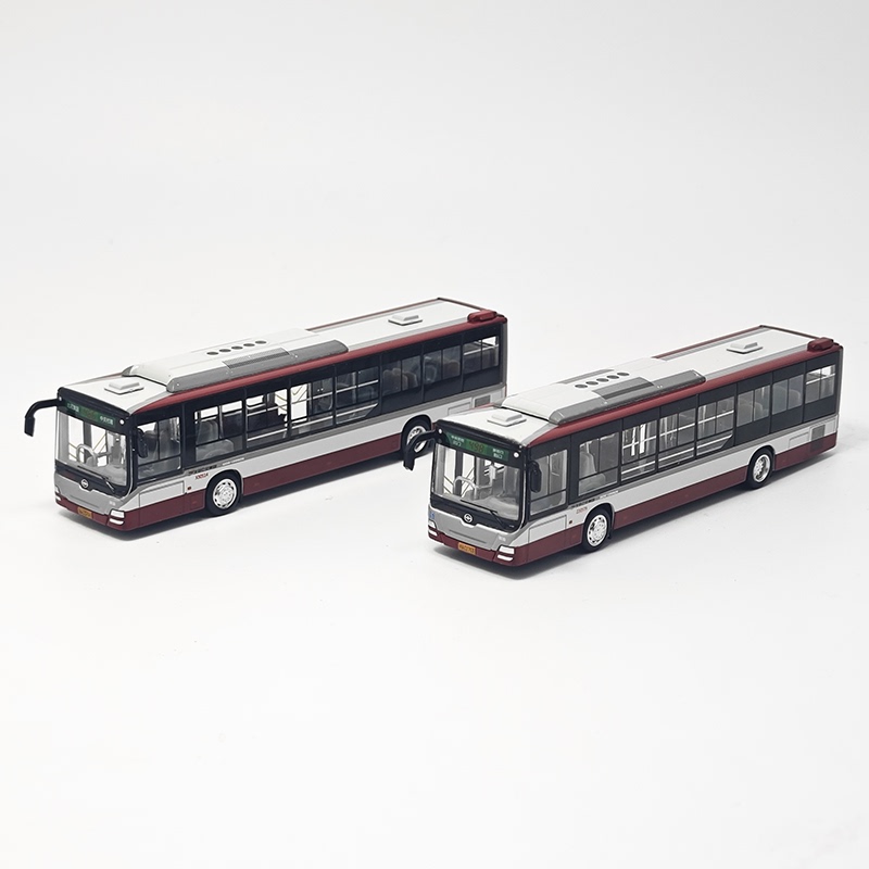 95 Cultural and Creative Industries 1:110 Scale Huanghai Dd6129S06 Beijing Bus Model 466Th and 498Th Routes on Display