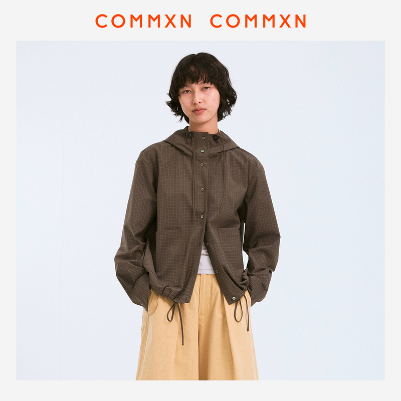 Commxn·Hooded Short Shirt Jacket Commuter Casual Outdoor Short Jacket 2026 Early Autumn New Women's Clothing