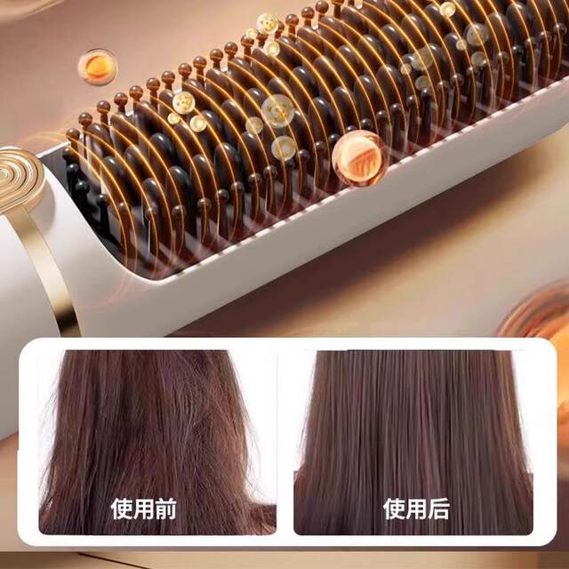 Negative Ion Hair Straightening Comb That Won'T Damage Hair, Portable Electric Straightening Brush, Long-Lasting Styling Flat Iron