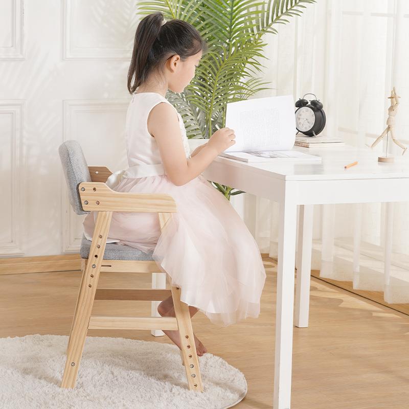 Wooden children's learning lift chair home child seat student writing desk chair baby dining chair can