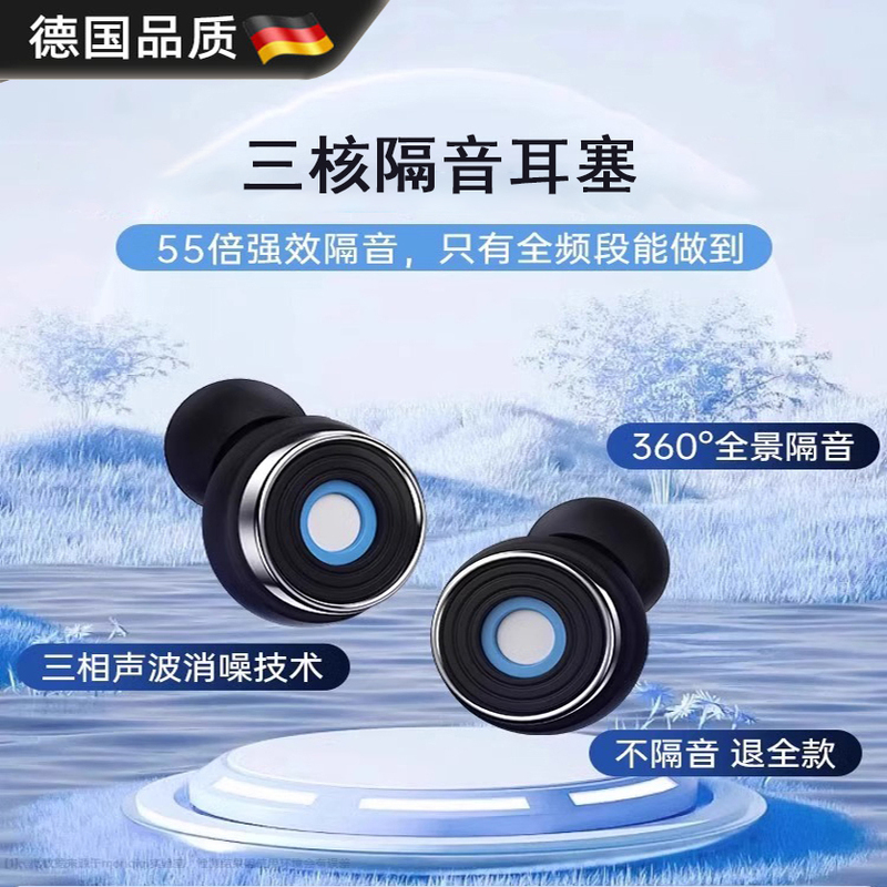 German Soundproof Earplugs for Sleeping, Super Noise Reduction, Anti-Noise, Silent, No Harm to the Ears, Silicone Earmuffs