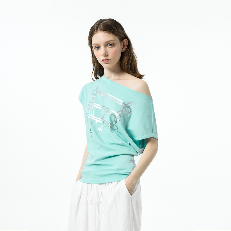 Urbanslide Printed Short-Sleeved Women's Summer New Loose and Lazy T-Shirt with a Sense of Design and Slanted Shoulders Urbanslide Printed Short-Sleeved Women's Summer New Loose and Lazy T-Shirt with a Sense of Design and Slanted Shoulders