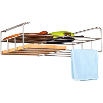 Lock plate 304 stainless steel cutting board rack wall-mounted cutting board storage rack no punching household storage z kitchen board